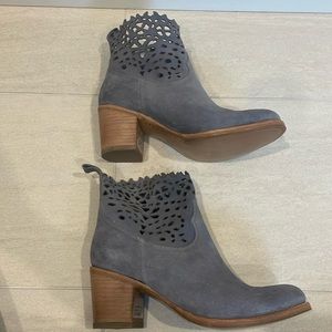 Frye Blueish-grey laser cut leather short boots